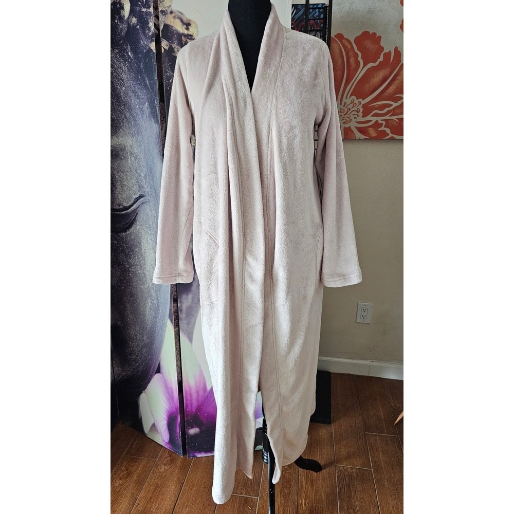 UGG Women Plush Fleece Longline Robe Pale Pink Shawl Collar Pockets MISSING BELT